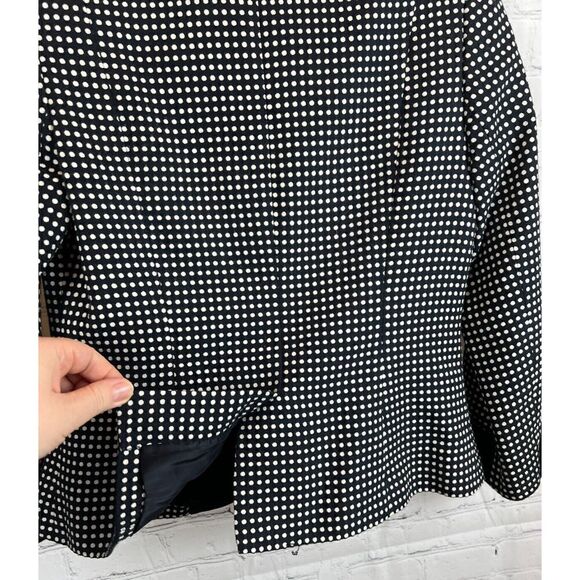 TALBOTS PETITES blue white polka dot collared classic jacket blazer size 4P - Picture 8 of 8